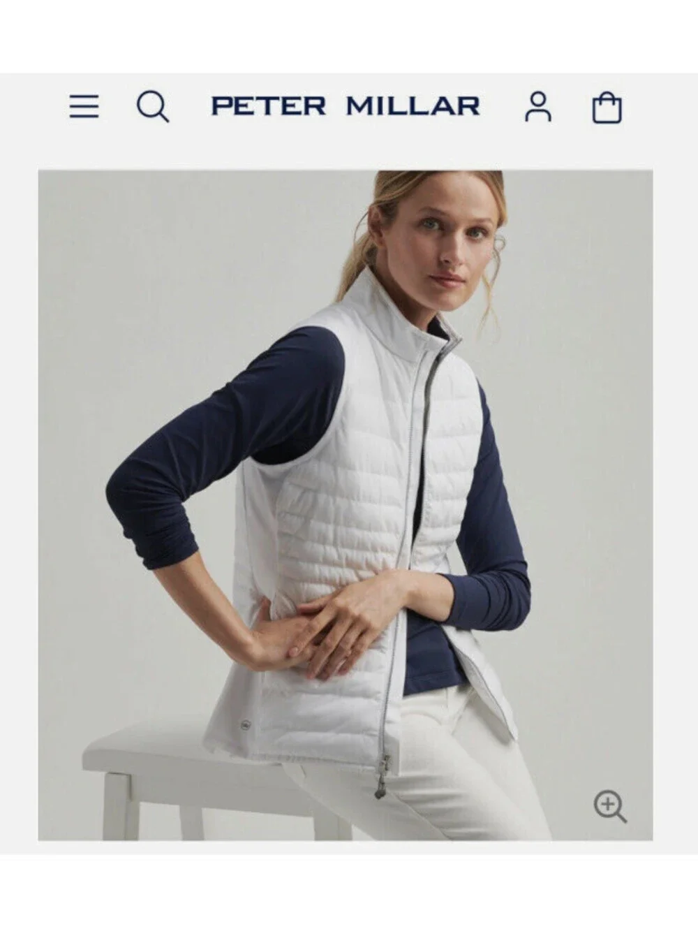 Peter Millar Golf Vest Womens Medium White Fuse Elite Zip Puffer Powerade Logo